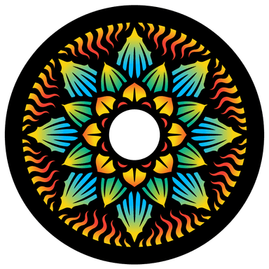 TEOTE master brand mark: a mandala of flames, petals, and a lotus center
